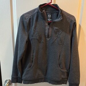 Armani Exchange Gray Half-Zip Sweatshirt Hoodie
